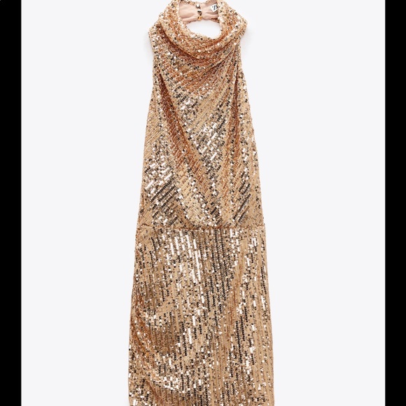 ZARA GOLD SEQUIN DRESS - Picture 9 of 14